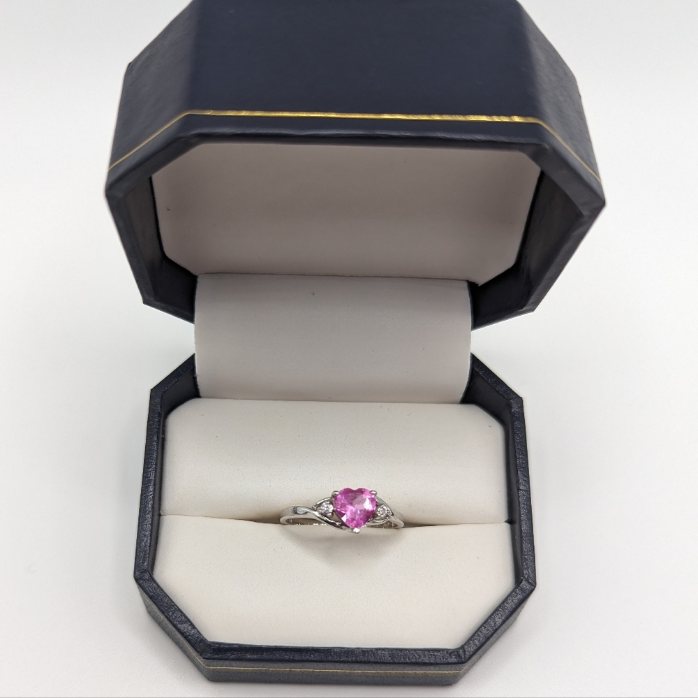 Pink Sapphire Heart Promise Ring